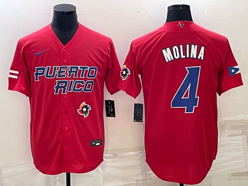 Men 2023 World Cub #4 Molina Red Nike MLB Jersey8